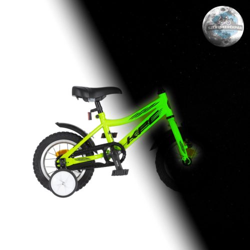 KPC FluoBike Raptor dinós VILÁGÍTÓS 12 neonzöld fluoreszkáló gyermek kerékpár