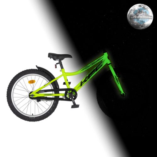 KPC FluoBike Raptor dinós VILÁGÍTÓS 20 neonzöld fluoreszkáló gyermek kerékpár